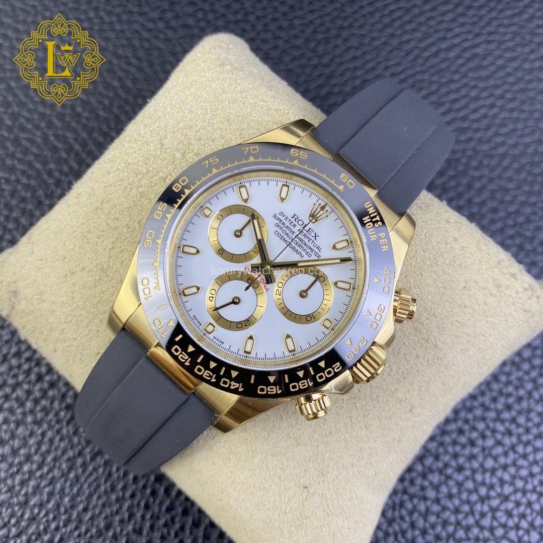 Rolex Daytona Yellow Gold White Dial Oysterflex - 116518LN Replica