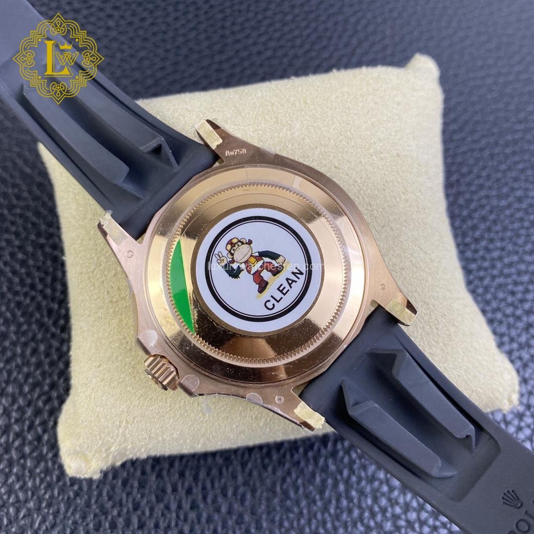 Rolex Yacht Master Black Dial Rose Gold Oysterflex - 116655 Replica