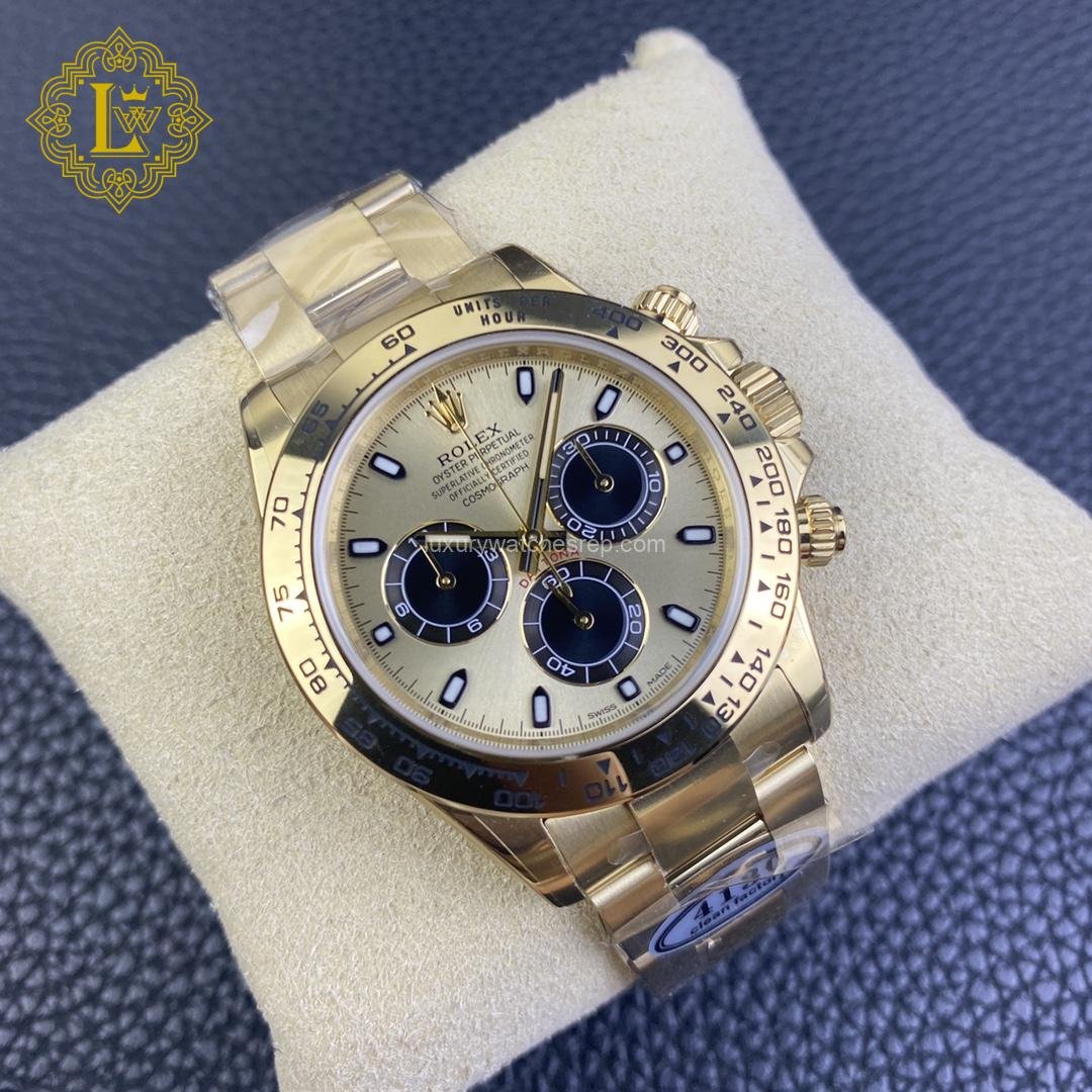 Rolex Daytona Yellow Gold Champagne and Black Dial - M116508-0014 Replica