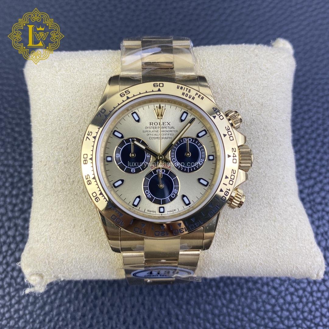 Rolex Daytona Yellow Gold Champagne and Black Dial - M116508-0014 Replica