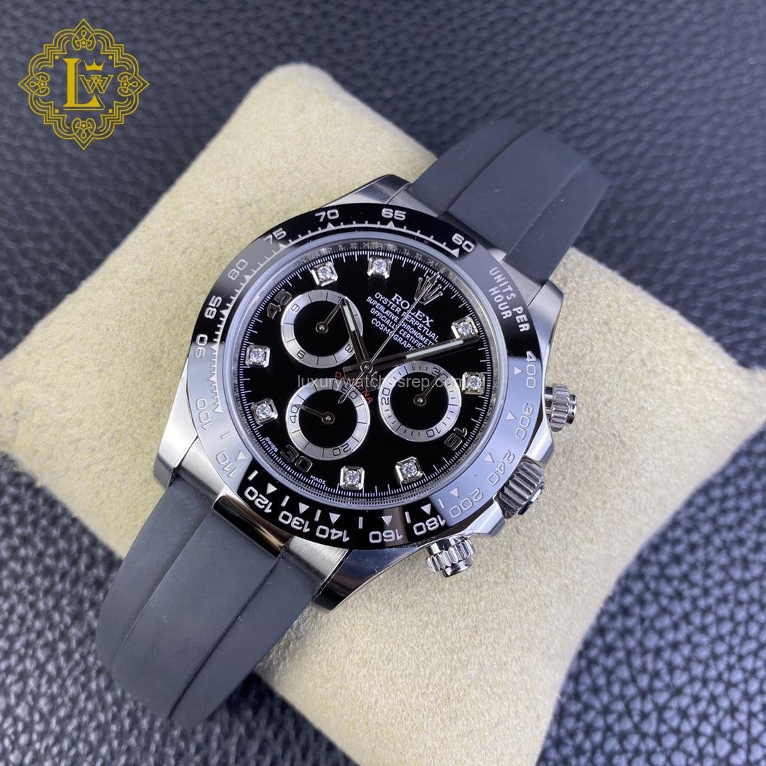 Rolex Daytona Diamond Black Dial Oysterflex - 126519LN Replica
