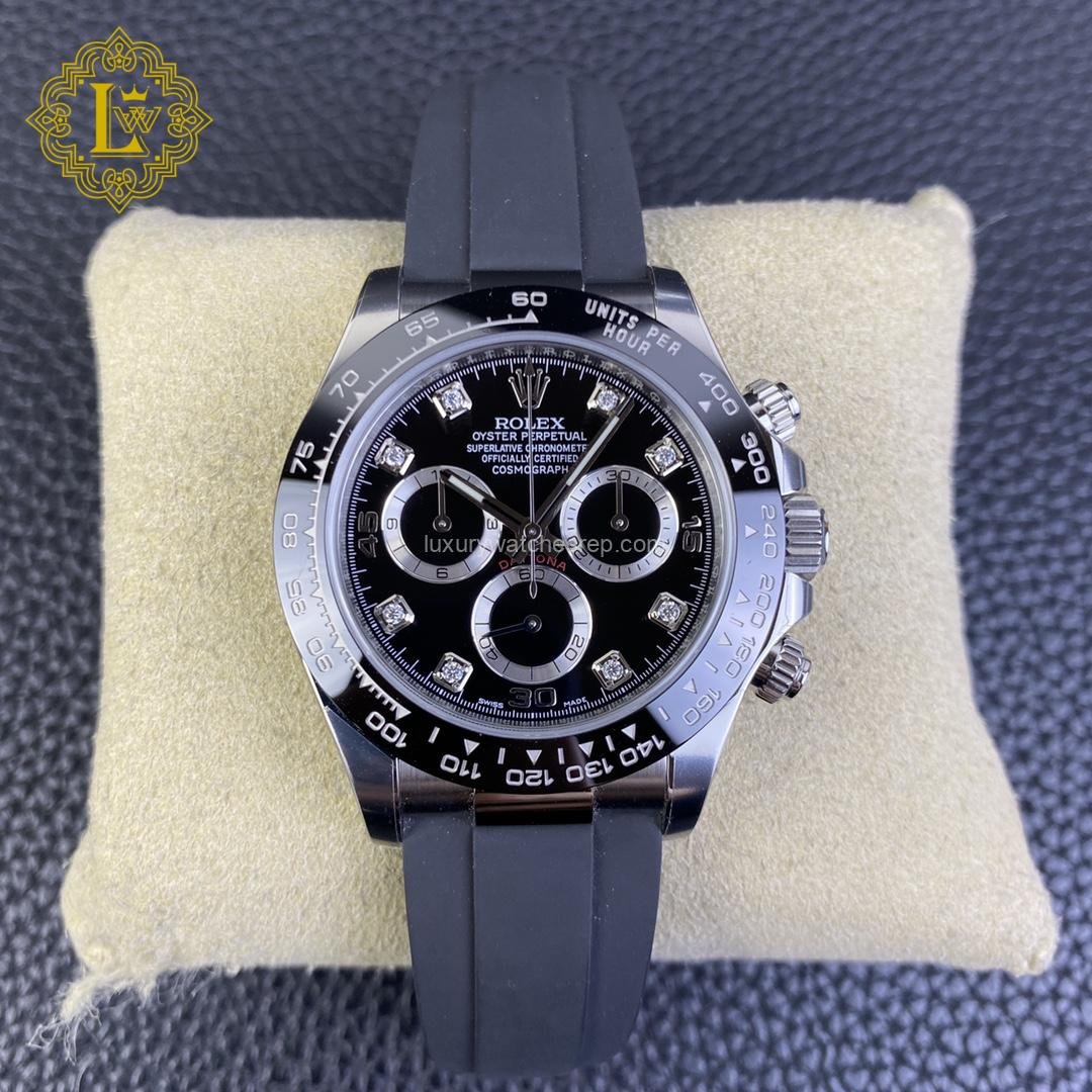 Rolex Daytona Diamond Black Dial Oysterflex - 126519LN Replica