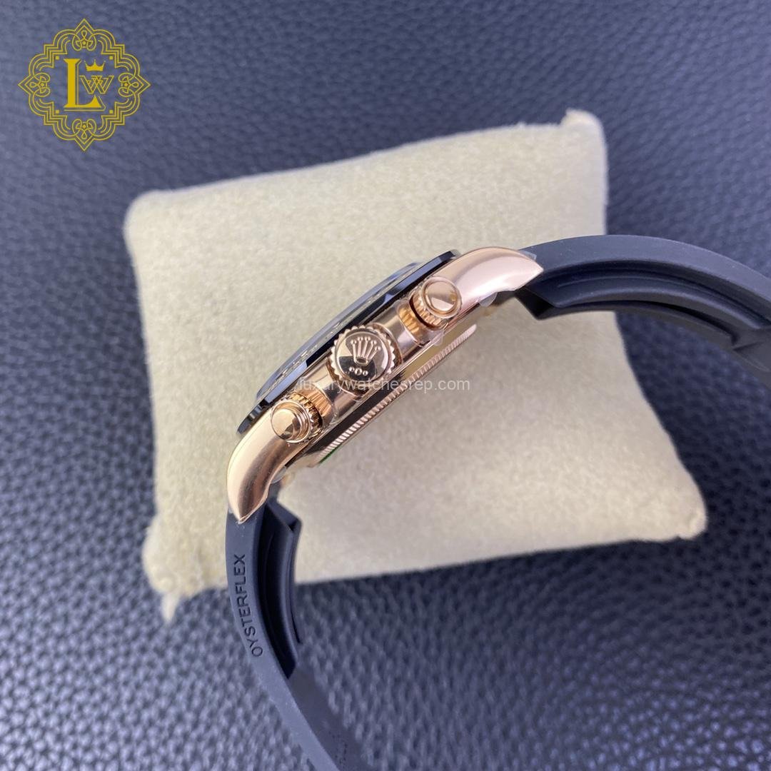 Rolex Daytona 18K Rose Gold Black Dial Oysterflex - 116515LN Replica