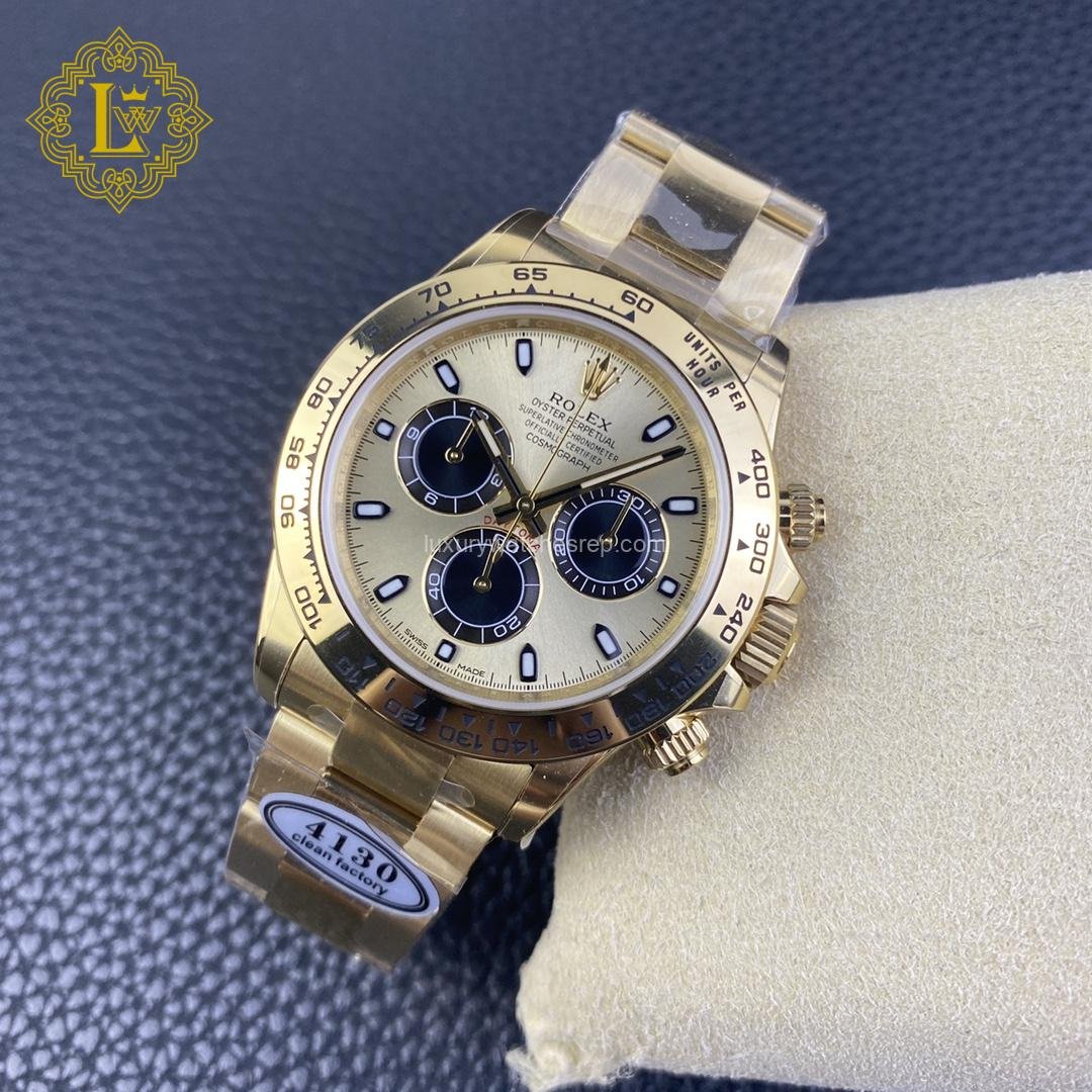 Rolex Daytona Yellow Gold Champagne and Black Dial - M116508-0014 Replica
