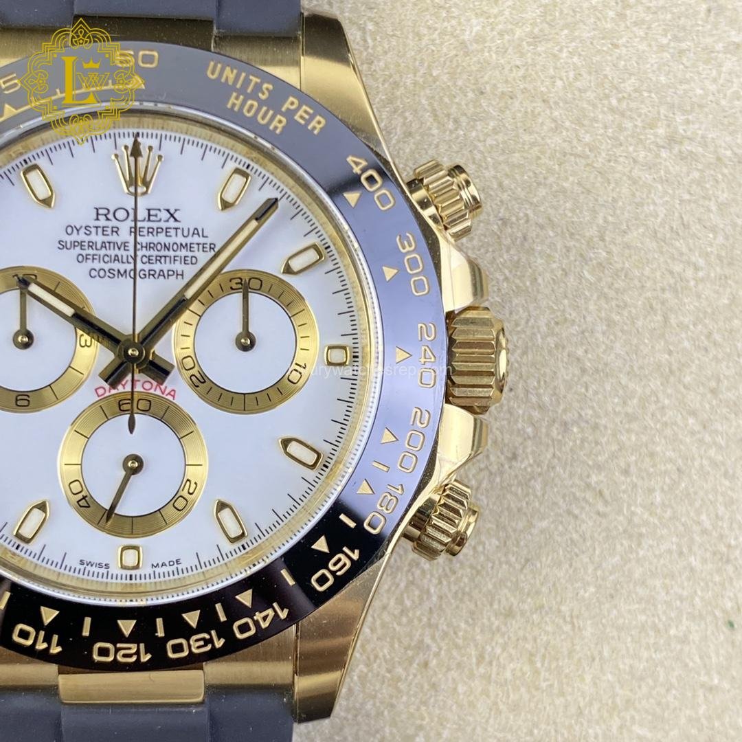 Rolex Daytona Yellow Gold White Dial Oysterflex - 116518LN Replica