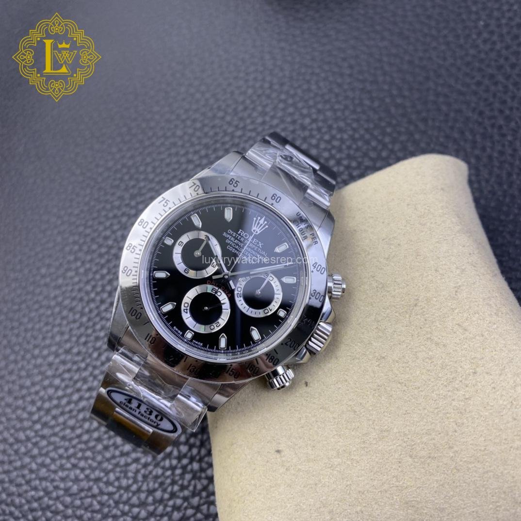 Rolex Daytona Black Dial Silver Bezel - 116520 Replica