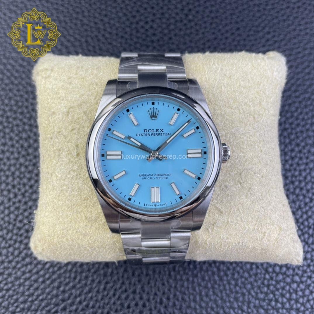 Rolex Oyster Perpetual Turquoise Blue Dial Replica