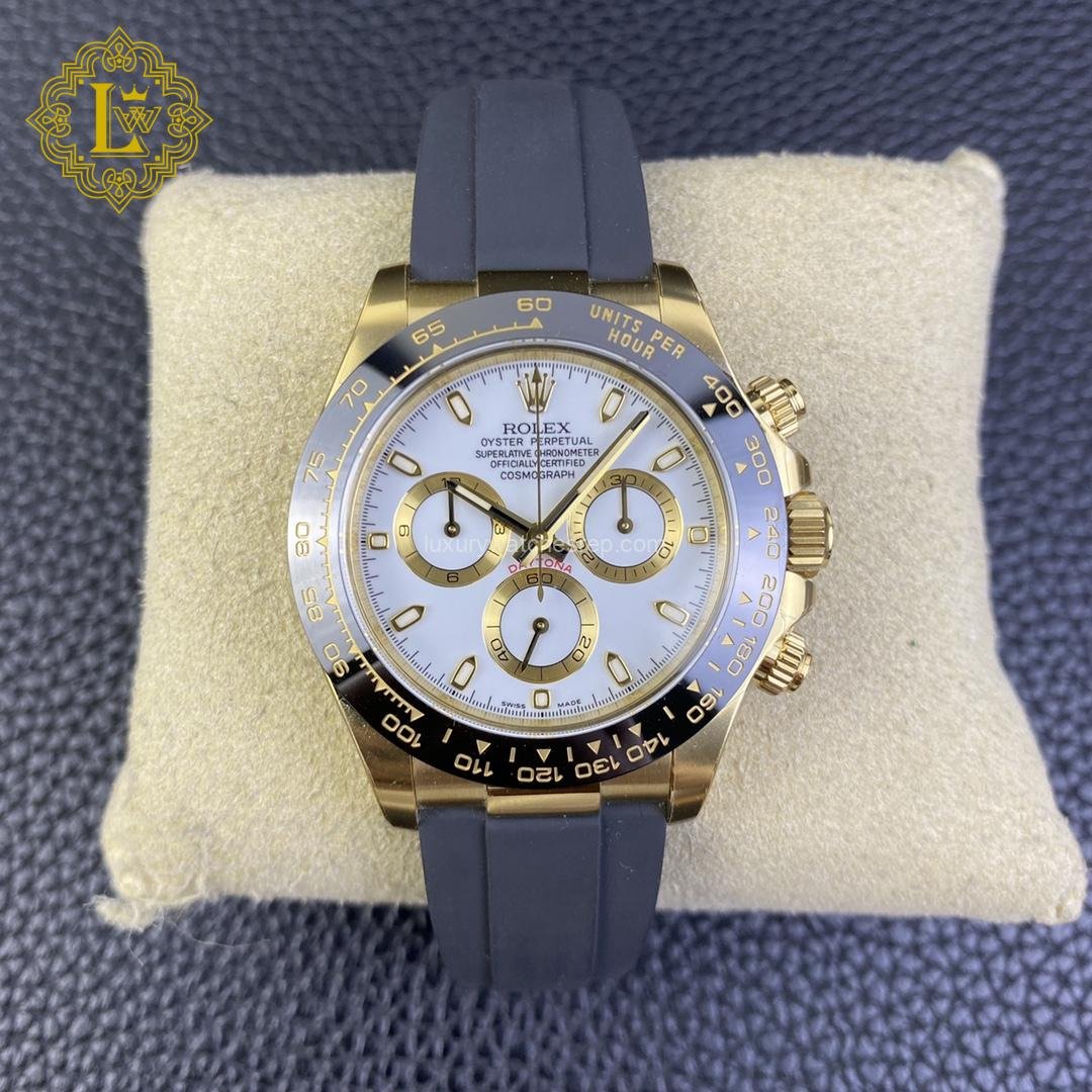 Rolex Daytona Yellow Gold White Dial Oysterflex - 116518LN Replica
