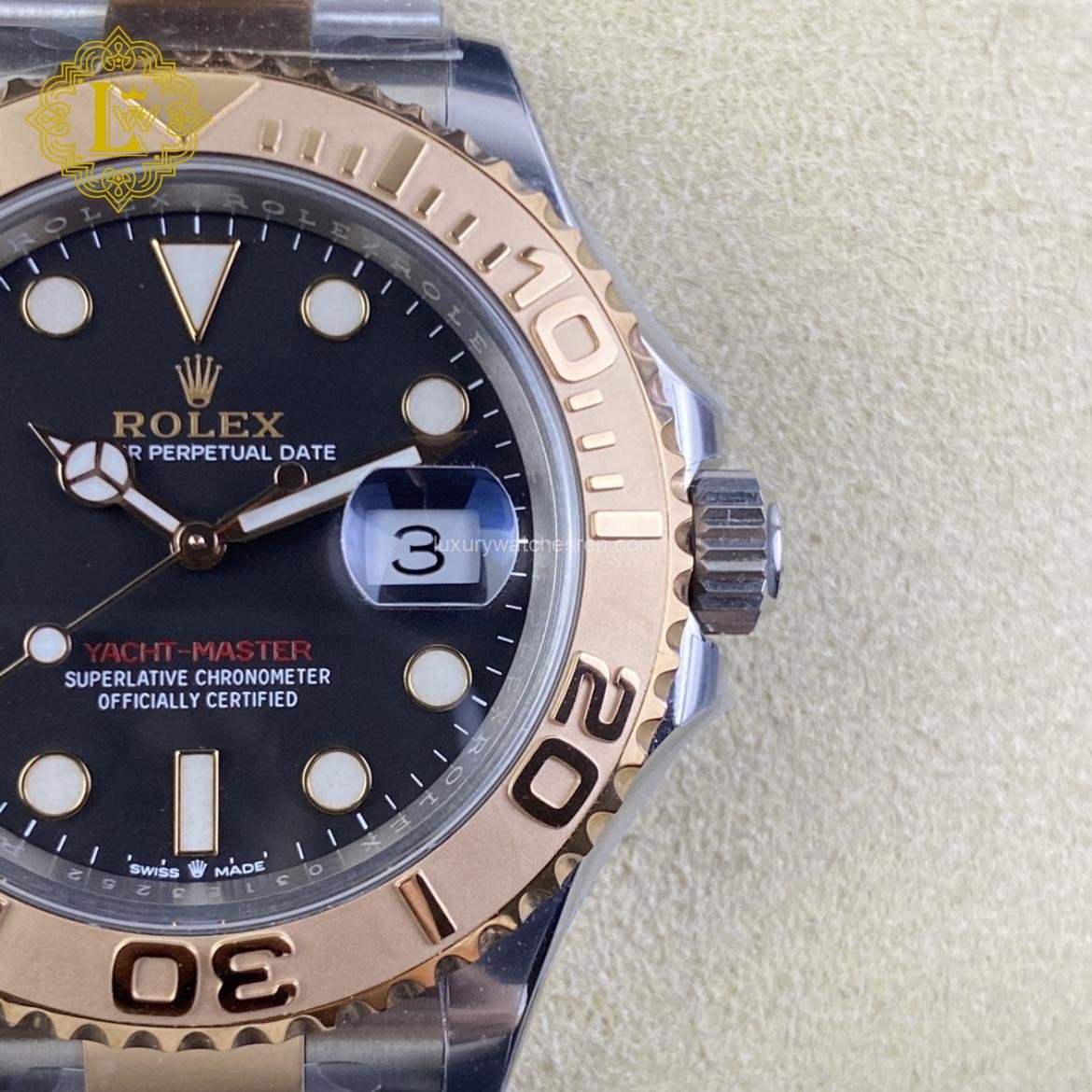 Rolex Yacht Master Black Dial Rose Gold - 116621 Replica